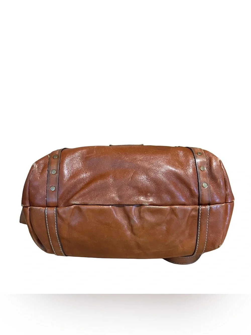 PATRICIA NASH COGNAC BROWN LEATHER BENVENUTO LARGE SHOULDER BAG